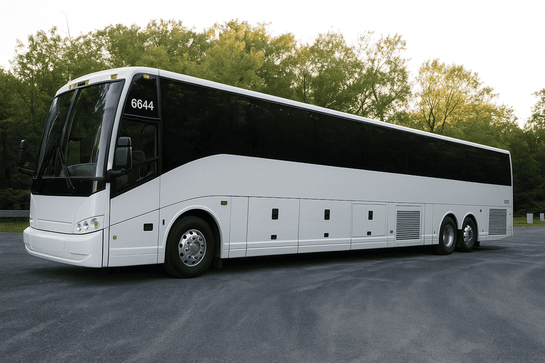exterior of College Station Minibus Company coach bus