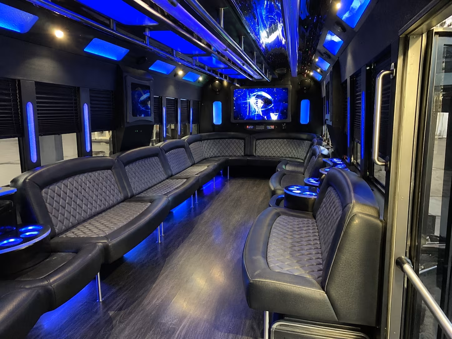 college station 28 passenger party bus interior