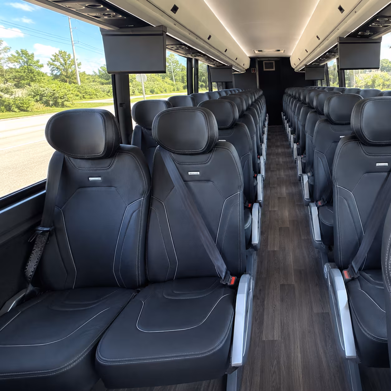 college station 47 passenger charter bus inside