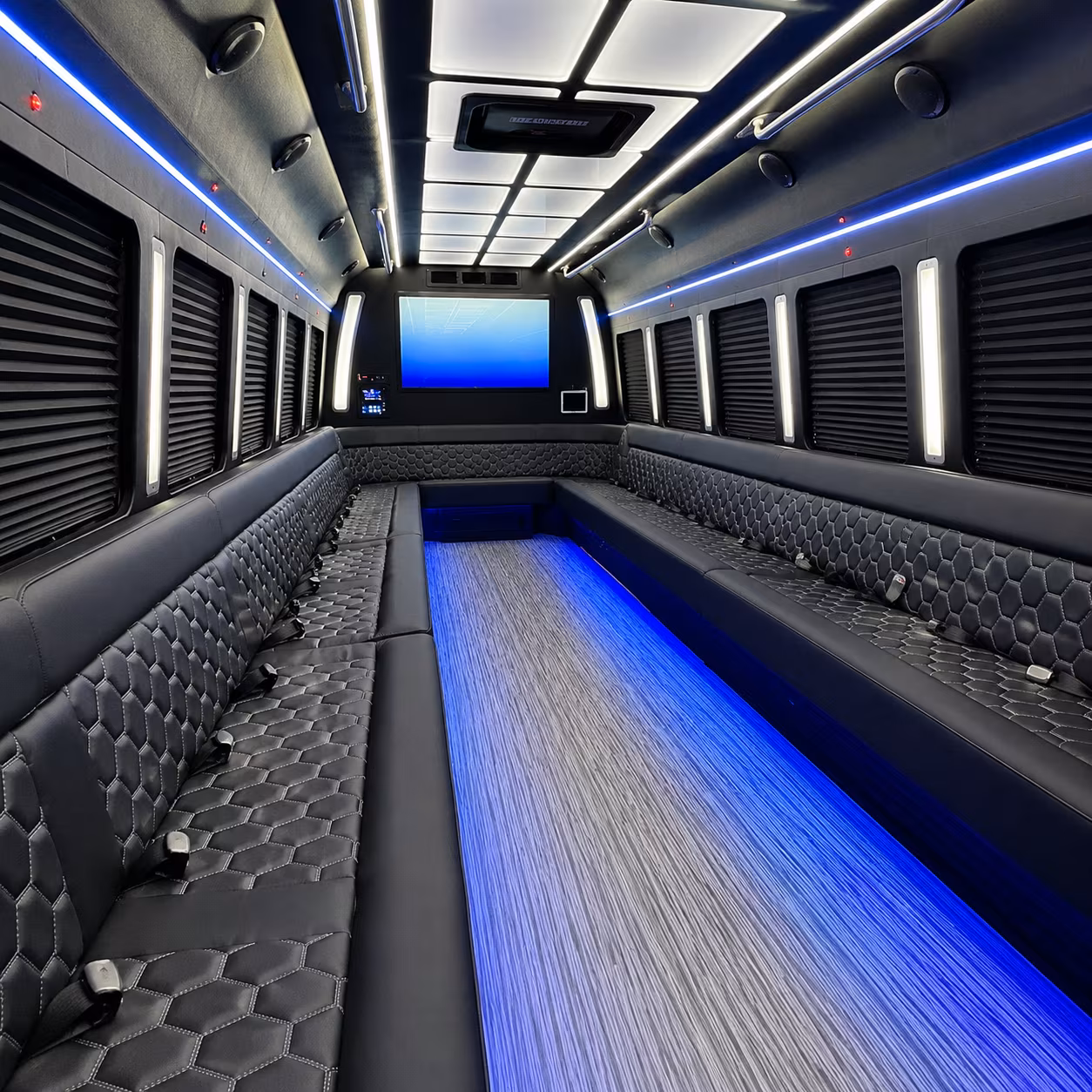 college station 50 passenger party bus inside